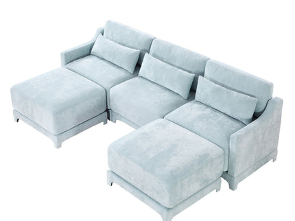 Stylish Sofa With Ottoman And Lumbar Pillows, Ergonomic Design