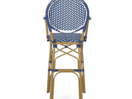 Outdoor Wicker And Aluminum French Barstools (Set of 2)