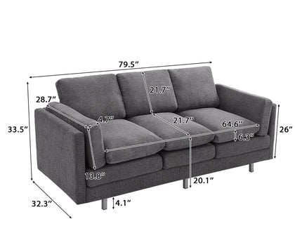 3 Seater Sofa With Dual Layer Seat Cushions