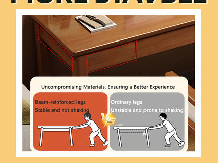 Desk With Drawers, Smooth Edge Design - Walnut