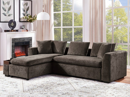 Modern L Shaped Sectional Sofa With Upholstery And Wooden Storage