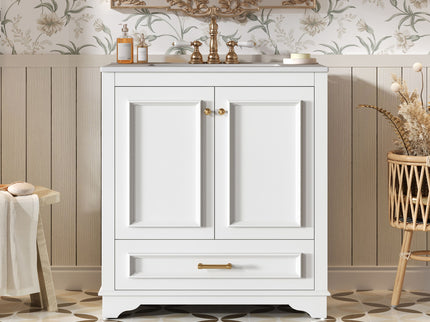 Bathroom Vanity With Sink, Cabinet & 2 Soft Closing Doors & Adjustable Shelf