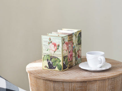 Book Boxes With Birds, Flowers, And Handwriting Design (Set of 4) - Multi