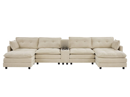 Oversized Modular Sectional Sofa With Multi Functional Console