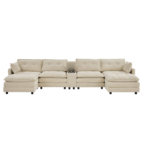 Oversized Modular Sectional Sofa With Multi Functional Console