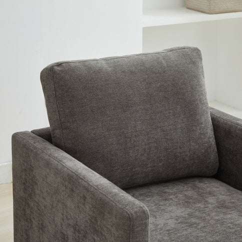 Modern Square Upholstered Swivel Accent Chair With Metal Base