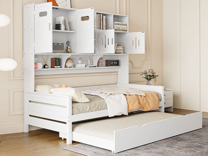 Daybed With All-In-One Cabinet And Shelf
