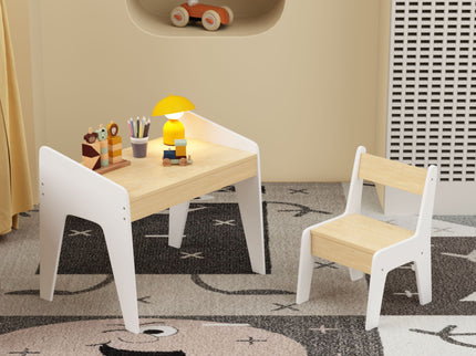 Table Set With 1 Chair, Children Study Table For Ages 2 - 8 - White