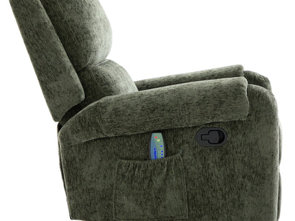 Manual Recliner Massage Chair With Swivel Rocker, 8 Massage Modes, Side Storage Pocket