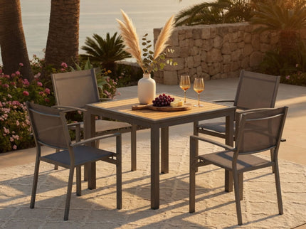 5 Piece Patio Dining Set, Table And Chairs For Outdoor Use - Gray