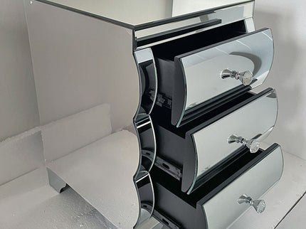 Nightstand With 3 Drawers, Bedside Table For Bedroom - Silver