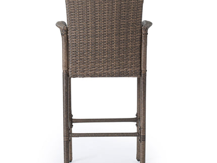 Outdoor Wicker Barstools With Rattan And Iron Frame