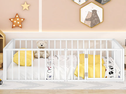 Metal Floor Bed Frame With Fence And Door