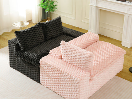 Multifunctional Sofa Pink Black, Fits 4 People