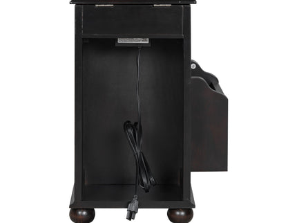 Vintage Flip Top Side Table With USB Ports