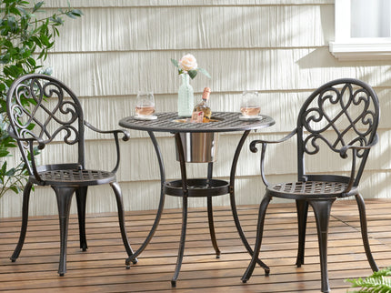 3 Piece Outdoor Aluminium Cast Bistro Set With Ice Bucket - Copper