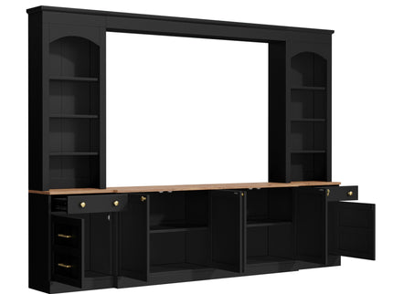 Arched Entertainment Center Wall Unit With Bookshelf, Retro Large TV Stand
