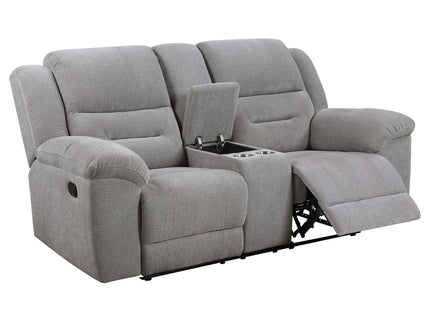 Sebring - Upholstered Manual Reclining Loveseat With Center Storage Console - Gray