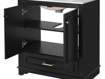 Bathroom Vanity With Sink, Cabinet & 2 Soft Closing Doors & Adjustable Shelf