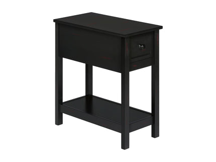 Accent End Table, 2 Tier, Narrow, Lamp, Storage Drawer, Charming Design