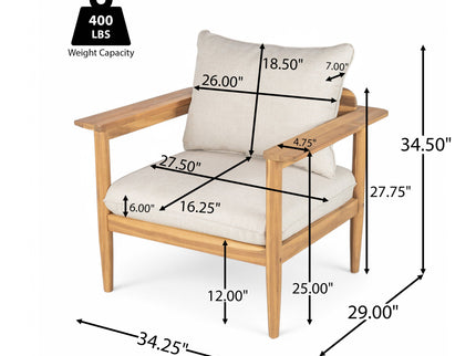 Terassi - Outdoor Lounge Chair (Set of 2) With Cushions - Beige / Light Teak