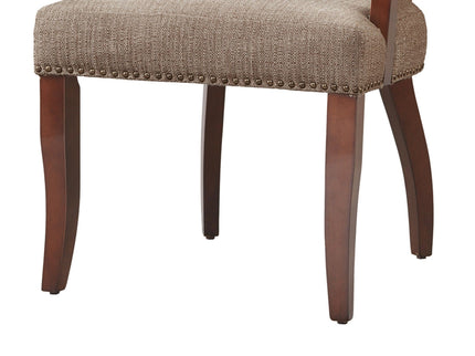 Elegant Arm Dining Chair With Brass Nail Head Detailing