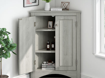 Triangle Bathroom Storage Cabinet With Adjustable Shelves, Freestanding Floor Cabinet For Home Kitchen