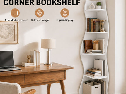 5 Tier S - Shaped Corner Shelf For Living Room