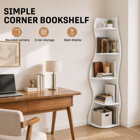5 Tier S - Shaped Corner Shelf For Living Room
