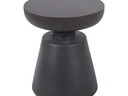 Outdoor Lightweight Concrete End Table With Half Sphere Top - Copper