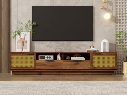 TV Stand With 2 Drawers And Open Shelving - Walnut