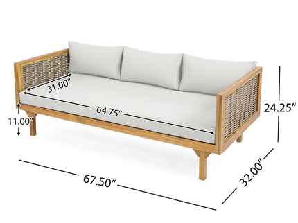 Claremont - 3 Seater Daybed Teak Acacia Wood Water Resistant Cushions