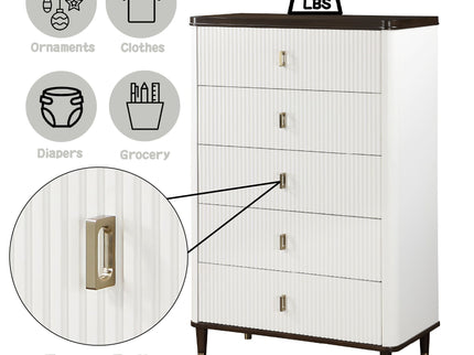 Carena - 5 Piece Bedroom Set (Eastern King Dresser Chest Mirror Nightstand) - Brown / Light Gray / White