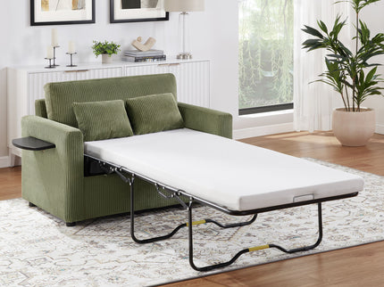 Sleeper Sofa With Foldable Mattress, USB Ports, Side Table & Storage Pocket