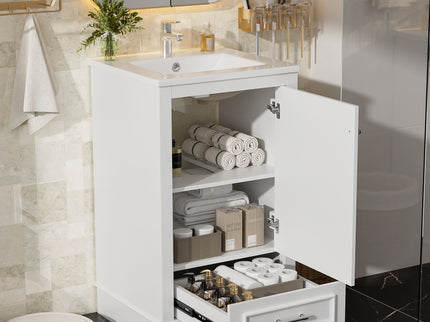 20" Bathroom Vanity With Sink, 1 Drawer, Freestanding Single Set