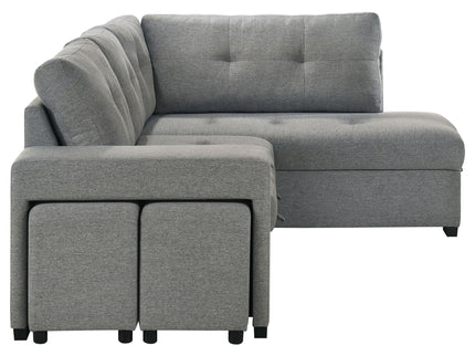 Atkinson - Sleeper Sectional Sofa With Lift Top Chaise - Gray