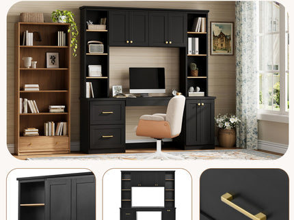Computer Desk With Hutch, Workstation With Desk Grommet & Keyboard Tray