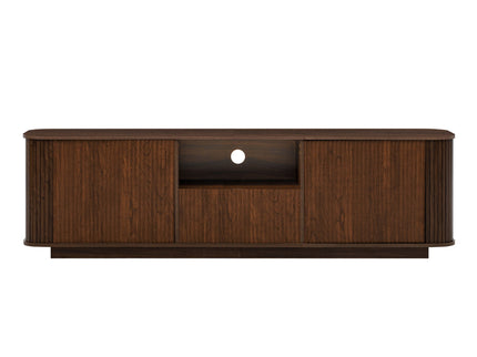70" TV Stand With Ample Storage, Curved Corners - Dark Brown