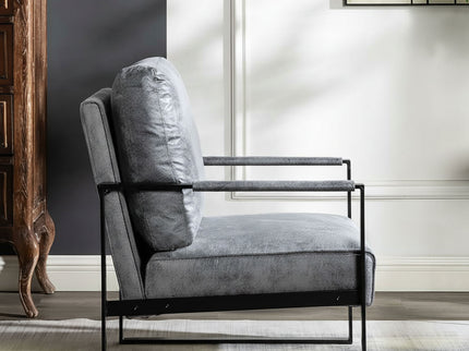 Classic Mid Century Modern Accent Chair With Durable Square Metal Frame, Armchair