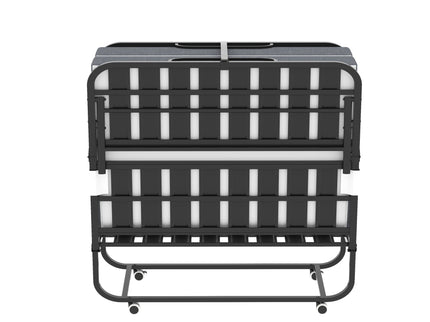 Twin Wide Folding Bed For Tall People, Extra Long & Wide Rollaway With Memory Foam, Heavy-Duty - Black