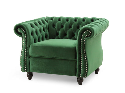 Nexuson - Upholstered Chesterfield Chair With Deep Tufted And Nailhead Trim