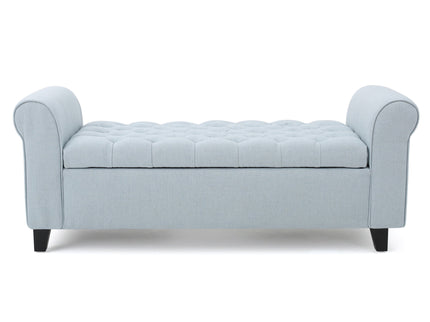 Hayes - Contemporary Armed Storage Bench With Rolled Arms And Button Tufting