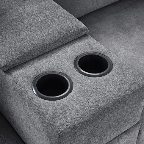 Modular 5 Seat U-Shape Sectional Sofa With Chaise Lounge, Built In Cup Holders And Storage Drawer