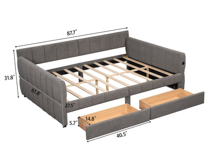 Upholstered Platform Bed With USB Charging