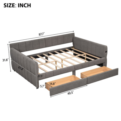 Upholstered Platform Bed With USB Charging