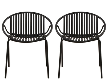 Stackable Outdoor Chairs With Breathable Plastic Backrest (Set of 2)