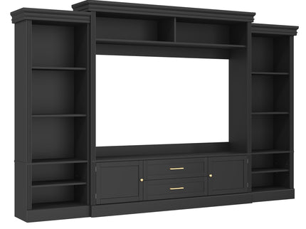 Elegant Entertainment Center Wall Unit With Bookshelves