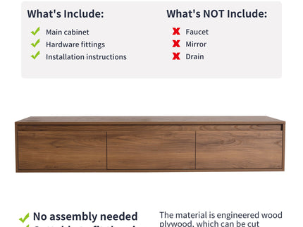 Modern Minimalist Bathroom Cabinet With Soft Close Drawers And Floating Mounting Design
