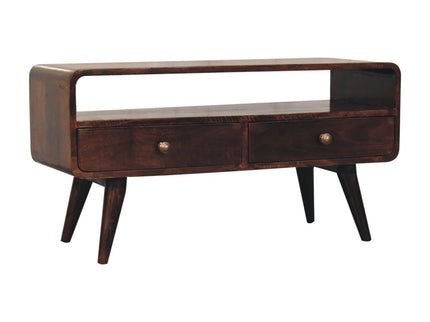 Solid Wood Curved Media Unit