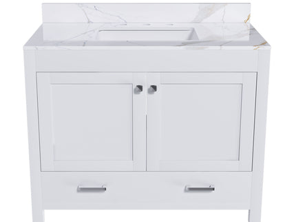 43" Bathroom Vanity, Multi Functional Cabinet With Doors And Drawer - White